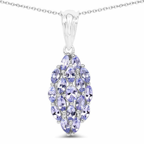 1.45 Carat Genuine Tanzanite .925 Sterling Silver Pendant - Fashion Apparel 
