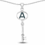 0.07 Carat Genuine Blue Diamond .925 Sterling Silver Pendant - Fashion Apparel 