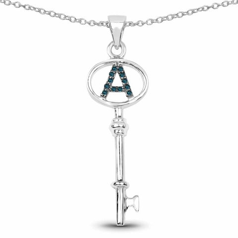 0.07 Carat Genuine Blue Diamond .925 Sterling Silver Pendant - Fashion Apparel 