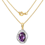 14K Yellow Gold Plated 6.43 Carat Genuine Amethyst and White Topaz .925 Sterling Silver Pendant - Fashion Apparel 