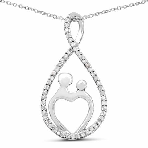 0.34 Carat Genuine White Diamond .925 Sterling Silver Pendant - Fashion Apparel 