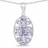 2.21 Carat Genuine Tanzanite .925 Sterling Silver Pendant - Fashion Apparel 