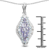 2.15 Carat Genuine Tanzanite, Blue Topaz and White Diamond .925 Sterling Silver Pendant - Fashion Apparel 