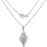 2.15 Carat Genuine Tanzanite, Blue Topaz and White Diamond .925 Sterling Silver Pendant - Fashion Apparel 