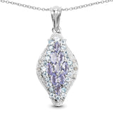 2.15 Carat Genuine Tanzanite, Blue Topaz and White Diamond .925 Sterling Silver Pendant - Fashion Apparel 
