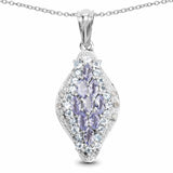 2.15 Carat Genuine Tanzanite, Blue Topaz and White Diamond .925 Sterling Silver Pendant - Fashion Apparel 