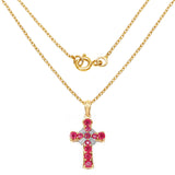 14K Yellow Gold Plated 2.67 Carat Glass Filled Ruby .925 Sterling Silver Pendant - Fashion Apparel 