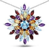 7.20 Carat Genuine Multi Stone .925 Sterling Silver Pendant - Fashion Apparel 