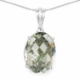 7.90 Carat Genuine Green Amethyst .925 Sterling Silver Pendant - Fashion Apparel 
