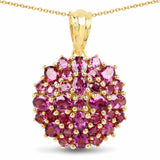 14K Yellow Gold Plated 4.24 Carat Genuine Rhodolite .925 Sterling Silver Pendant - Fashion Apparel 