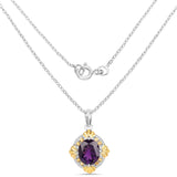 5.50 Carat Genuine Amethyst and Citrine .925 Sterling Silver Pendant - Fashion Apparel 