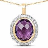 14K Yellow Gold Plated 5.59 Carat Genuine Amethyst & White Topaz .925 Sterling Silver Pendant - Fashion Apparel 