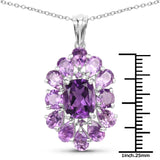 7.24 Carat Genuine Amethyst .925 Sterling Silver Pendant - Fashion Apparel 