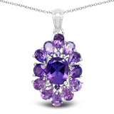 7.24 Carat Genuine Amethyst .925 Sterling Silver Pendant - Fashion Apparel 
