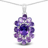 7.24 Carat Genuine Amethyst .925 Sterling Silver Pendant - Fashion Apparel 