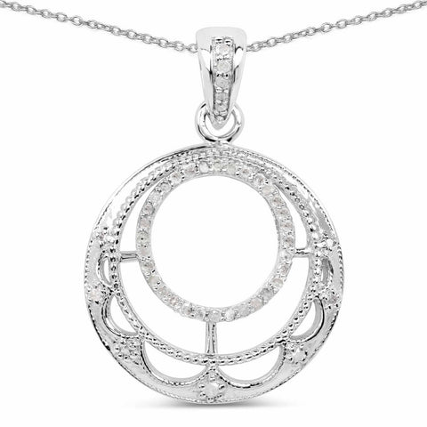 0.28 Carat Genuine White Diamond .925 Sterling Silver Pendant - Fashion Apparel 