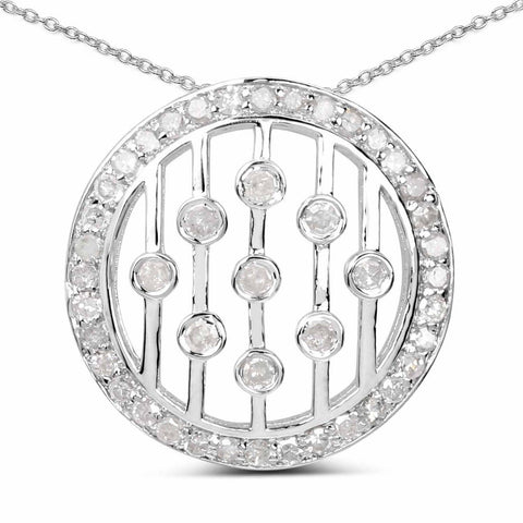 0.53 Carat Genuine White Diamond .925 Sterling Silver Pendant - Fashion Apparel 