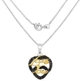 Two Tone Plated 0.18 Carat Genuine Black Spinel .925 Sterling Silver Pendant - Fashion Apparel 