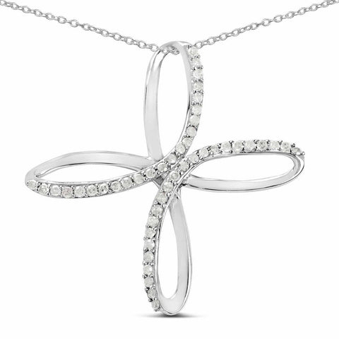 0.41 Carat Genuine White Diamond .925 Sterling Silver Pendant - Fashion Apparel 