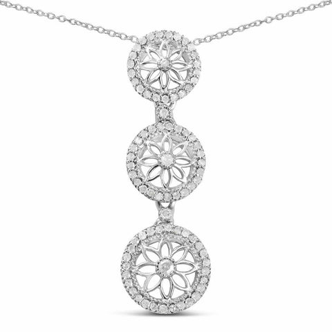 0.38 Carat Genuine White Diamond .925 Sterling Silver Pendant - Fashion Apparel 