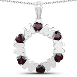 3.00 Carat Genuine Garnet .925 Sterling Silver Pendant - Fashion Apparel 