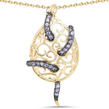 14K Yellow Gold Plated 0.68 Carat Genuine Tanzanite .925 Sterling Silver Pendant - Fashion Apparel 
