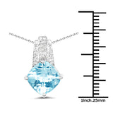 3.65 Carat Genuine Blue Topaz and White Topaz .925 Sterling Silver Pendant - Fashion Apparel 