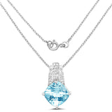 3.65 Carat Genuine Blue Topaz and White Topaz .925 Sterling Silver Pendant - Fashion Apparel 