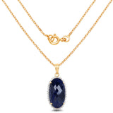 14K Yellow Gold Plated 22.78 Carat Dyed Sapphire and White Topaz .925 Sterling Silver Pendant - Fashion Apparel 
