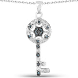0.09 Carat Genuine Blue Diamond .925 Sterling Silver Pendant update - Fashion Apparel 