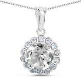 4.25 Carat Genuine Green Amethyst and Blue Topaz .925 Sterling Silver Pendant - Fashion Apparel 