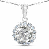 4.25 Carat Genuine Green Amethyst and Blue Topaz .925 Sterling Silver Pendant - Fashion Apparel 
