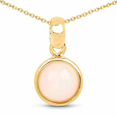 14K Yellow Gold Plated 0.85 Carat Genuine Ethiopian Opal .925 Sterling Silver Pendant - Fashion Apparel 