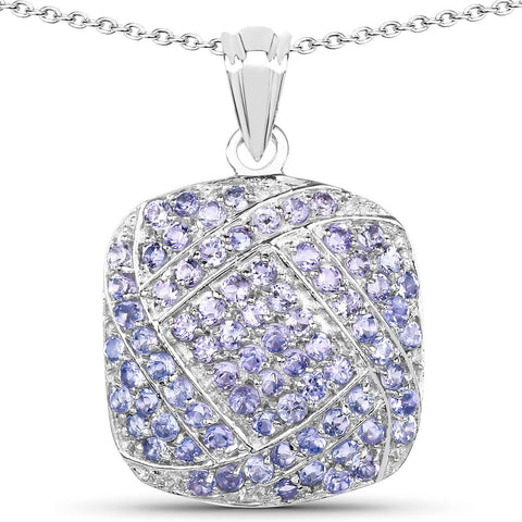 2.73 Carat Genuine Tanzanite .925 Sterling Silver Pendant - Fashion Apparel 