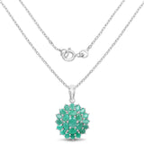 4.09 Carat Genuine Emerald .925 Sterling Silver Pendant - Fashion Apparel 