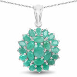 4.09 Carat Genuine Emerald .925 Sterling Silver Pendant - Fashion Apparel 