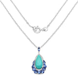 8.48 Carat Genuine Turquoise and Tanzanite .925 Sterling Silver Pendant - Fashion Apparel 