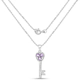 1.00 Carat Genuine Amethyst and White Diamond .925 Sterling Silver Pendant - Fashion Apparel 