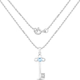 1.32 Carat Genuine Blue Topaz and White Diamond .925 Sterling Silver Pendant - Fashion Apparel 