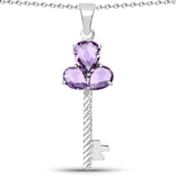 4.10 Carat Genuine Amethyst .925 Sterling Silver Pendant - Fashion Apparel 