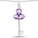 4.10 Carat Genuine Amethyst .925 Sterling Silver Pendant - Fashion Apparel 