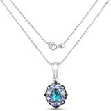 2.57 Carat Genuine London Blue Topaz and Tanzanite .925 Sterling Silver Pendant - Fashion Apparel 