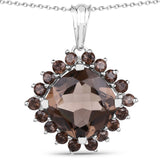 6.17 Carat Genuine Smoky Quartz .925 Sterling Silver Pendant - Fashion Apparel 