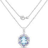 8.76 Carat Genuine Blue Topaz and Tanzanite .925 Sterling Silver Pendant - Fashion Apparel 