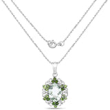 6.47 Carat Genuine Green Amethyst and Chrome Diopside .925 Sterling Silver Pendant - Fashion Apparel 