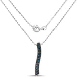 0.30 Carat Genuine Blue Diamond .925 Sterling Silver Pendant - Fashion Apparel 