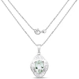 6.76 Carat Genuine Green Amethyst and White Topaz .925 Sterling Silver Pendant - Fashion Apparel 
