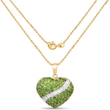 14K Yellow Gold Plated 4.51 Carat Genuine Chrome Diopside and White Topaz .925 Sterling Silver Pendant - Fashion Apparel 