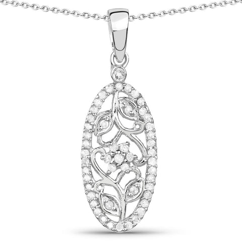 0.22 Carat Genuine White Diamond .925 Sterling Silver Pendant - Fashion Apparel 