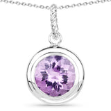 8.00 Carat Genuine Amethyst .925 Sterling Silver Pendant - Fashion Apparel 